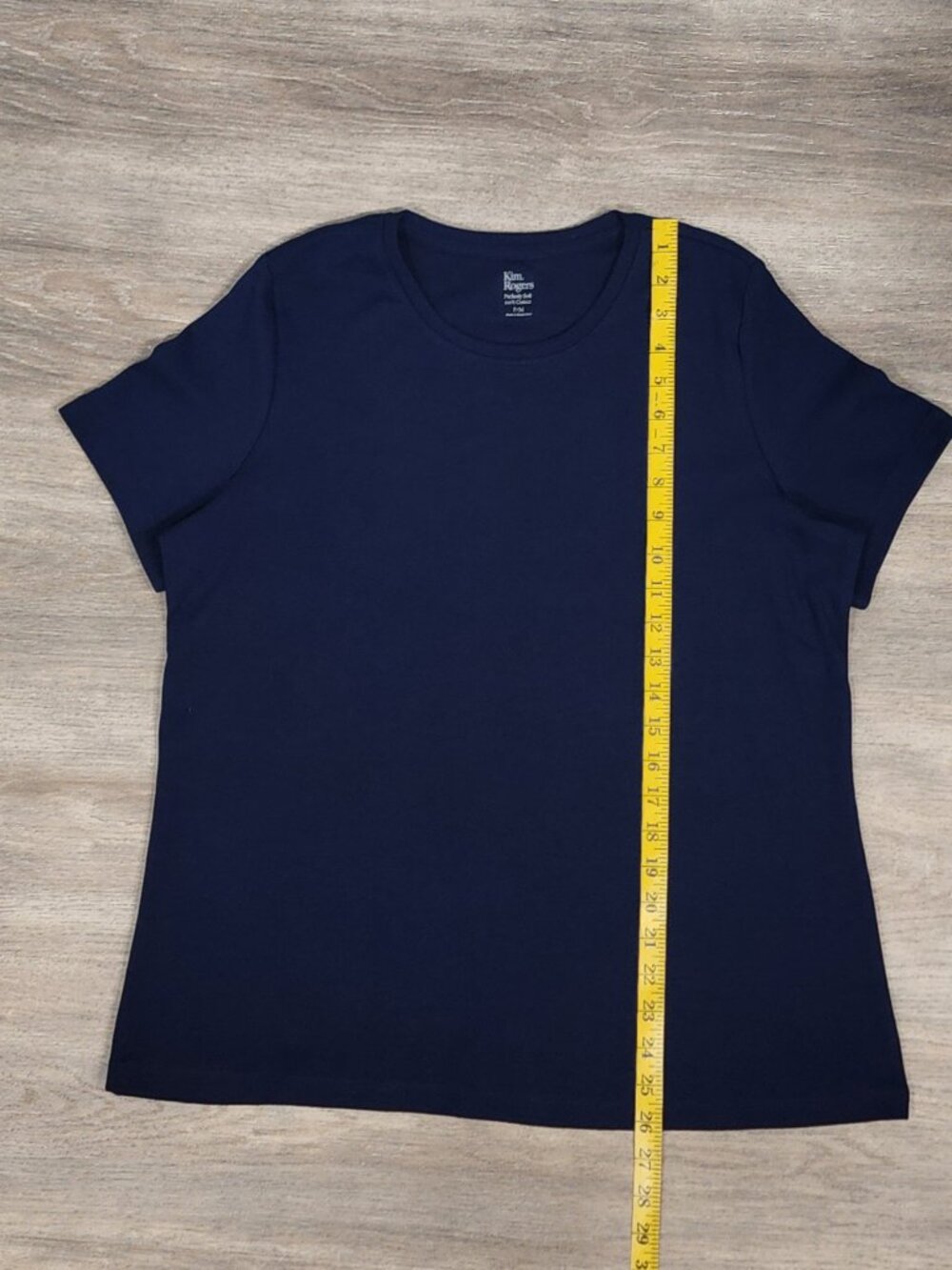 Kim Rogers "Perfectly Soft" Navy Blue Crewneck Tee - Women's Petite Medium
